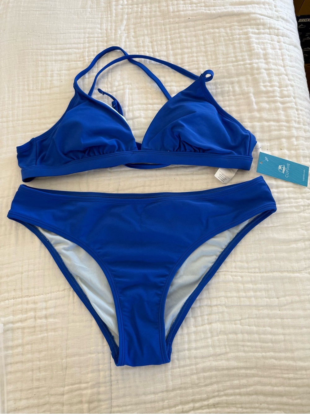 NWT CUPSHE Boho Rhapsody Lace-Up Bralette & Hipster Bikini Set Size Medium